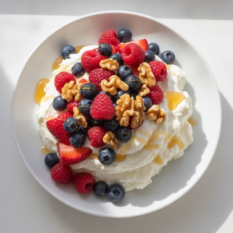 Greek Yogurt Protein Mousse with Mixed Berries