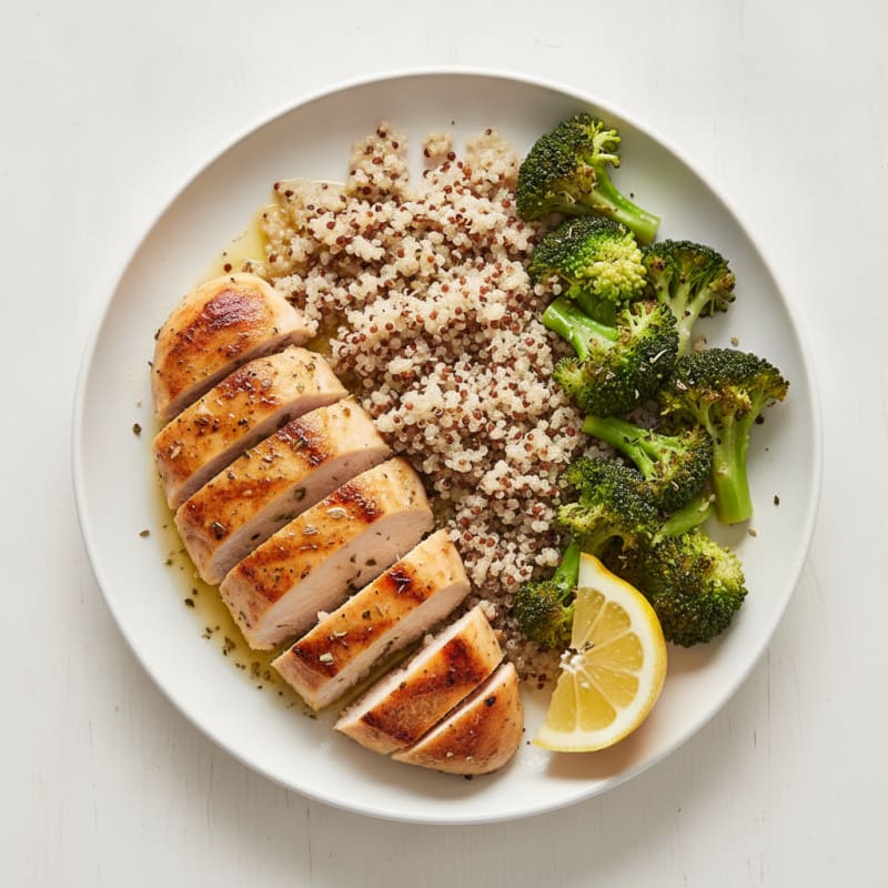 Grilled Chicken Breast with Quinoa and Steamed Broccoli