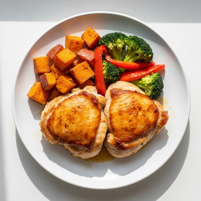 Pan-Seared Chicken Thighs with Roasted Vegetables