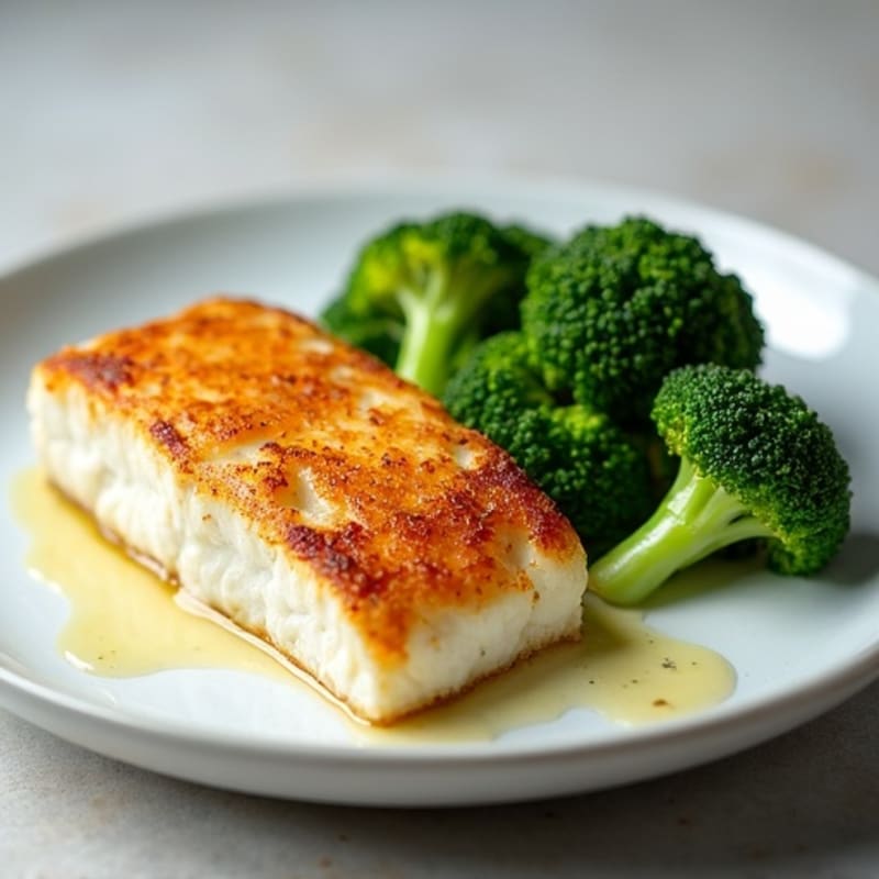 Seared Cod Fillet with Steamed Broccoli