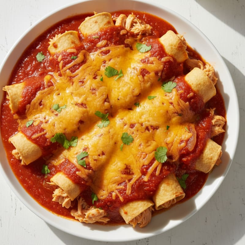 Chicken Enchiladas with Red Chili Sauce