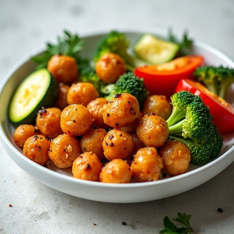 Crispy Roasted Chickpeas with Herb-Roasted Vegetables
