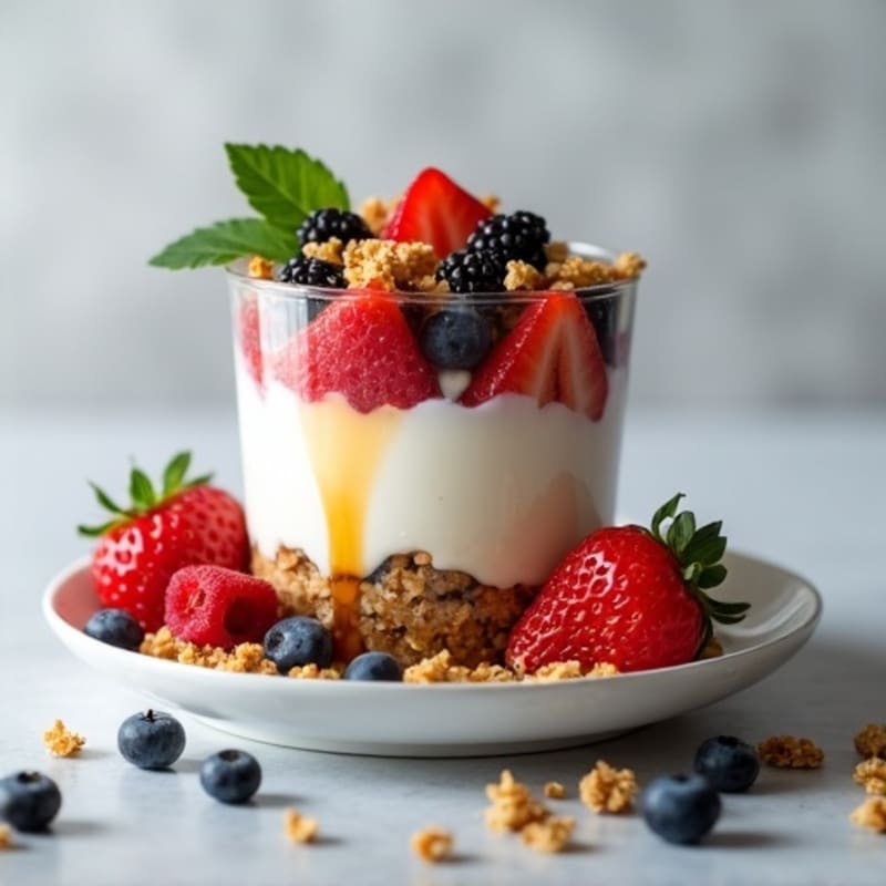 Creamy Greek Yogurt Parfait with Mixed Berries and Protein Granola
