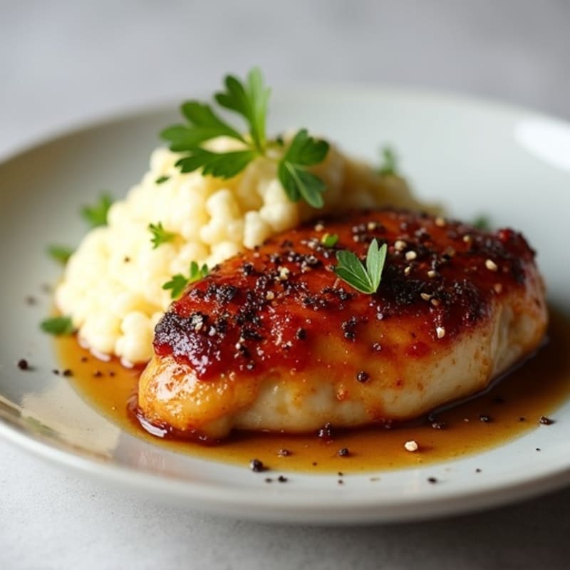 Chicken with Salted Date Glaze and Creamy Cauliflower Mash