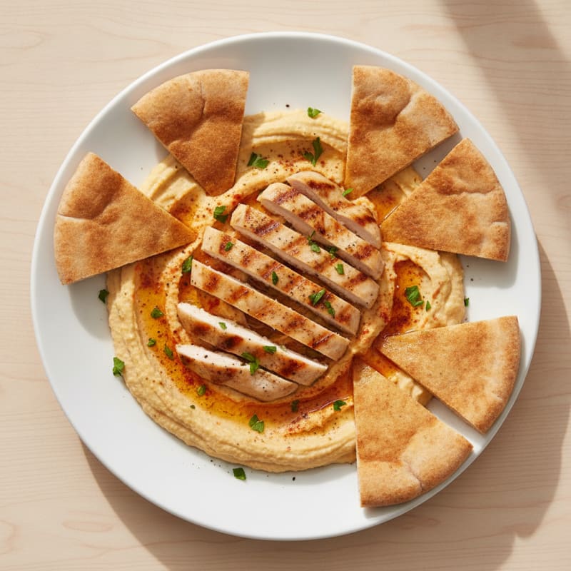 Roasted Red Pepper Hummus with Toasted Pita