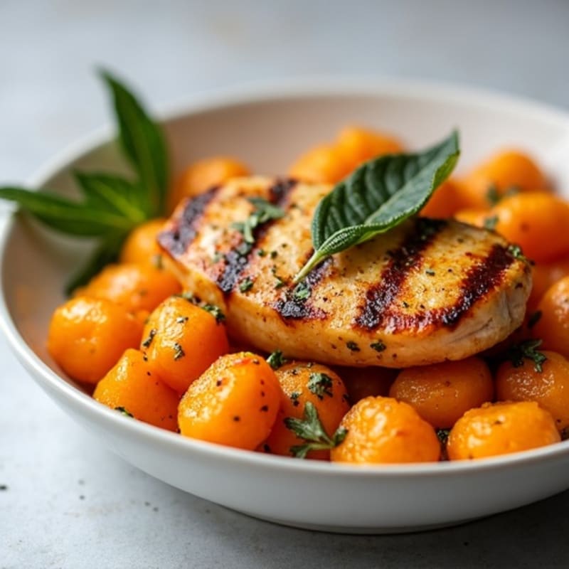 Herb-Roasted Sweet Potato Gnocchi with Sage Brown Butter & Grilled Chicken