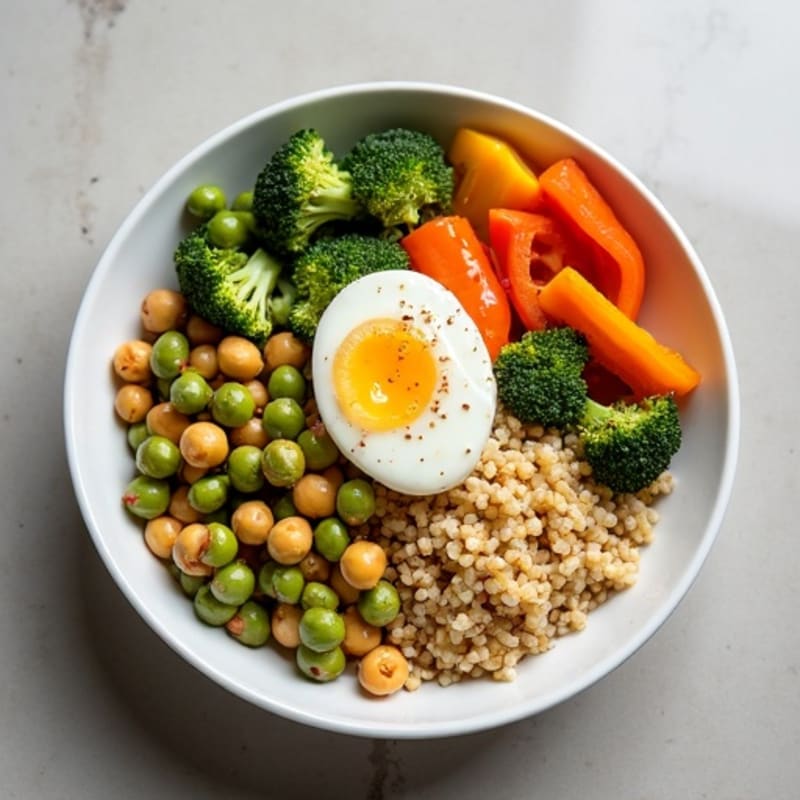 Roasted Chickpea and Vegetable Power Bowl with Creamy Lemon-Tahini Dressing