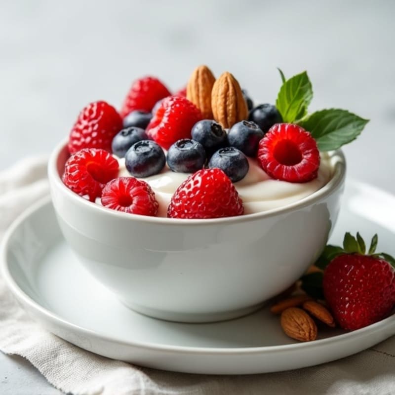 Creamy Greek Yogurt with Fresh Berries and Crunchy Nuts