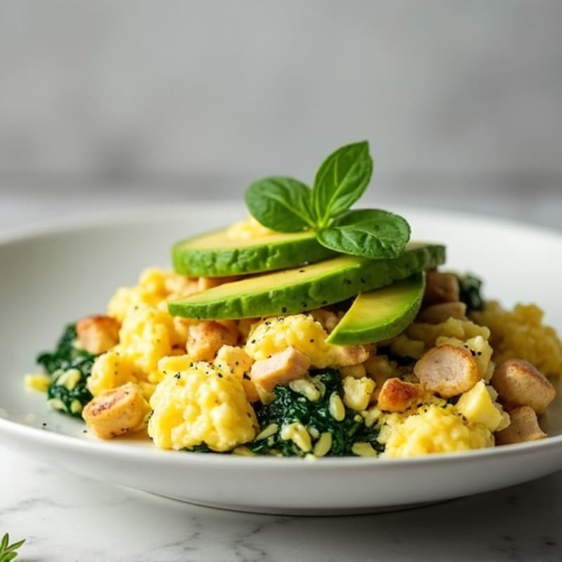 Egg White Scramble with Spinach and Turkey Breast