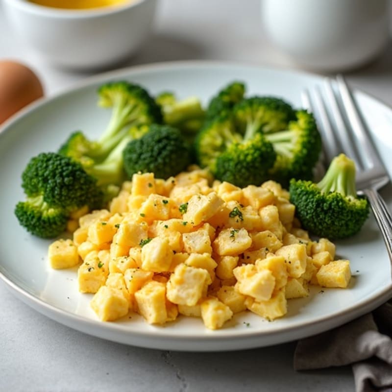 Egg White and Chicken Breast Scramble with Roasted Broccoli