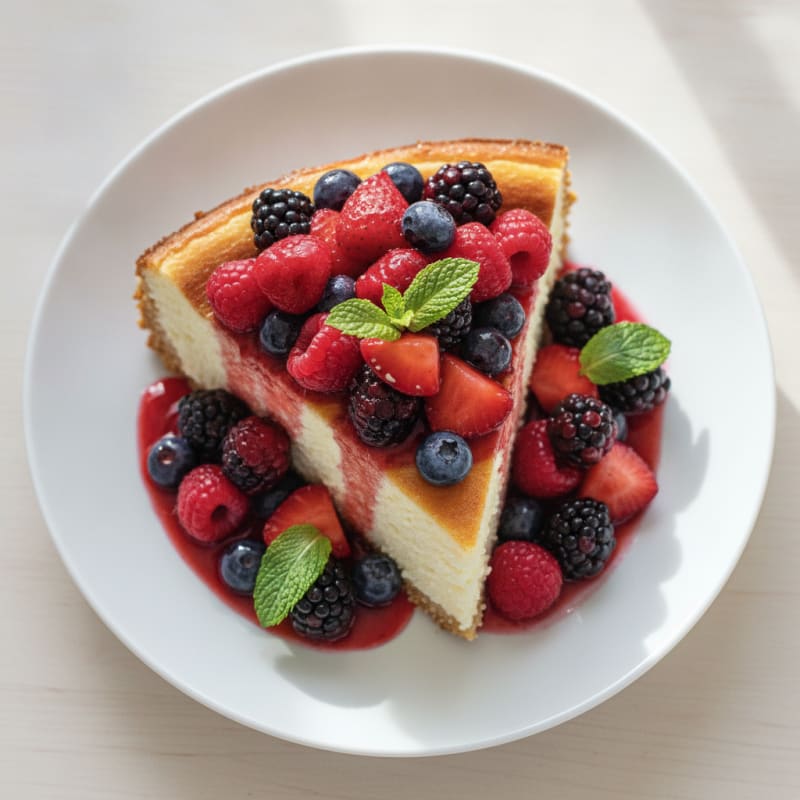 Greek Yogurt Protein Cheesecake with Berries