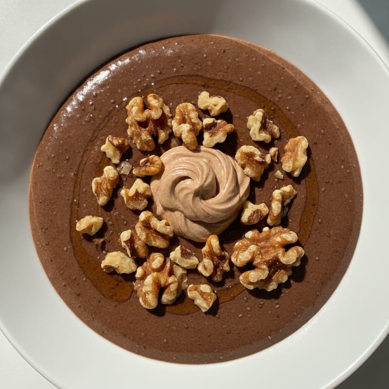 Silky Chocolate Protein Pudding with Toasted Walnuts