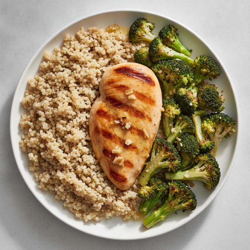 Grilled Chicken Breast with Roasted Broccoli and Quinoa