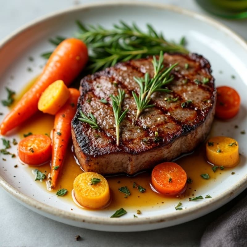 Garlic-Herb Seared Steak with Roasted Root Vegetables