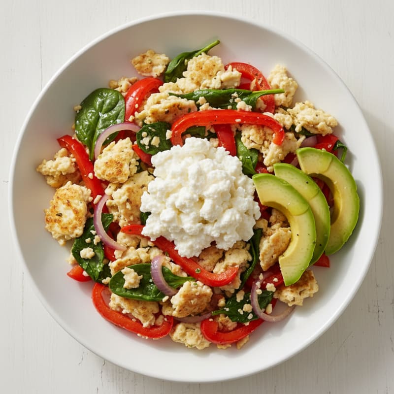 Egg White Veggie Scramble with Cottage Cheese