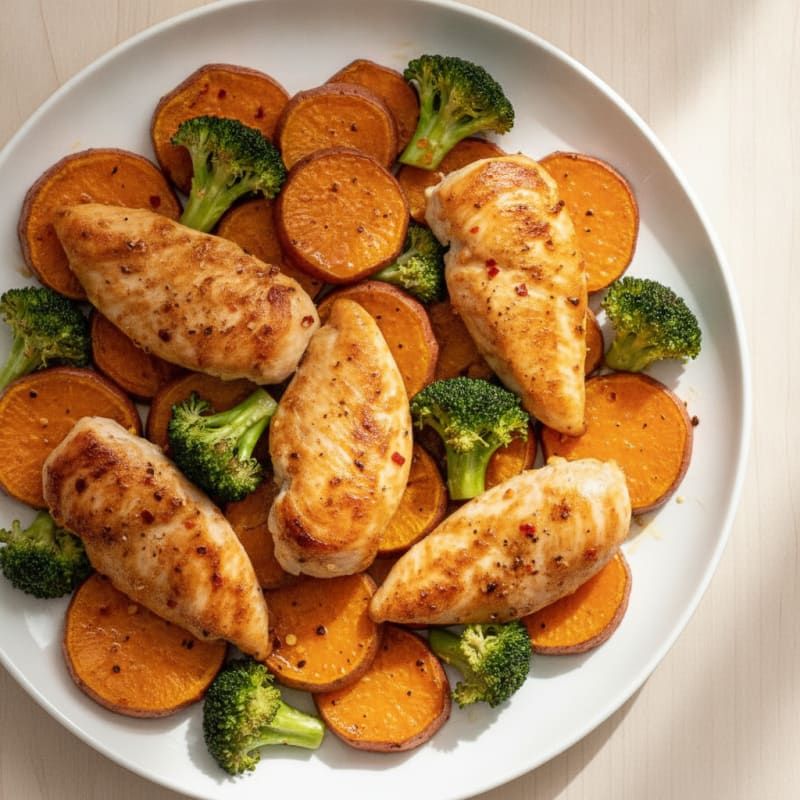 Sheet Pan Honey-Garlic Chicken and Sweet Potatoes