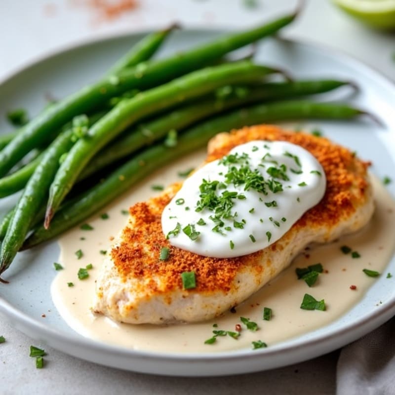 Creamy Spiced Chicken with Roasted Green Beans