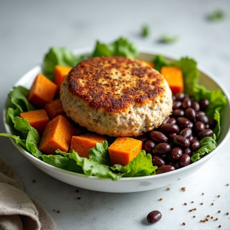 Seasoned Turkey Burger Bowl with Roasted Sweet Potato