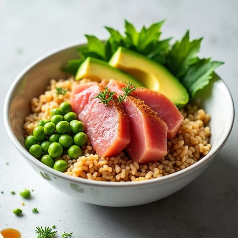 Fresh Tuna and Avocado Rice Bowl with Sesame Dressing