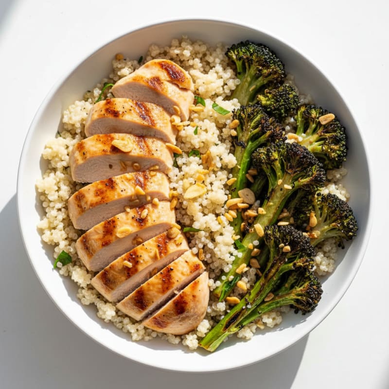 Grilled Chicken Quinoa Bowl with Roasted Broccoli