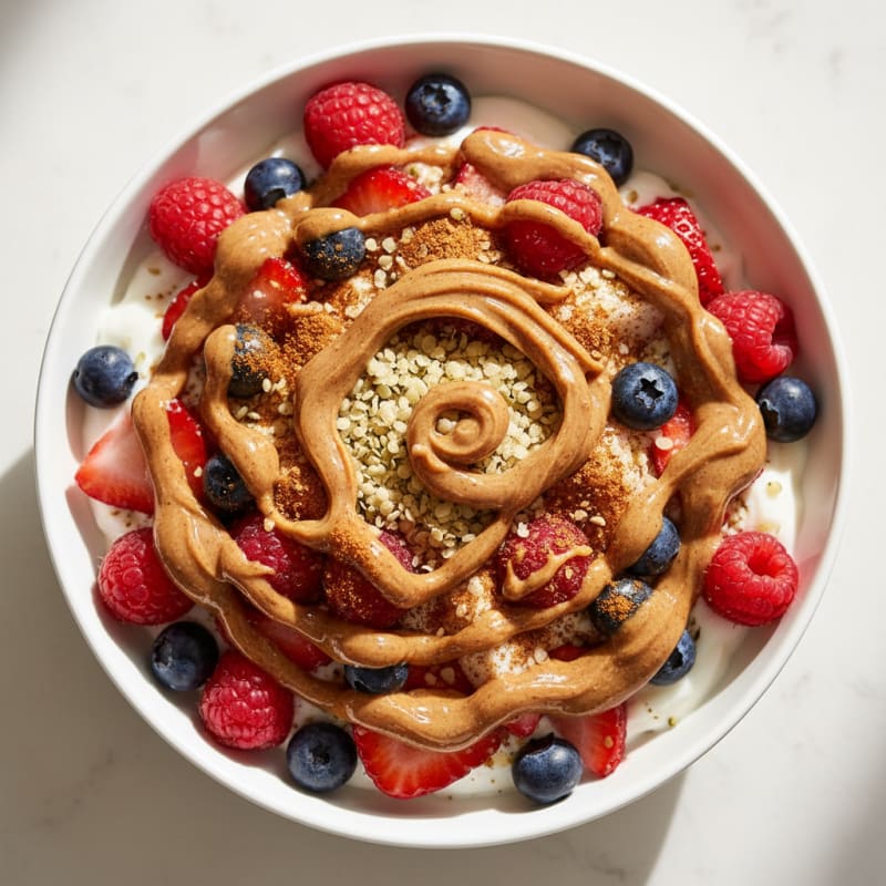 Creamy Greek Yogurt Parfait with Mixed Berries and Almond Butter