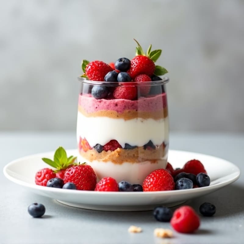Greek Yogurt Protein Parfait with Mixed Berries and Almond Butter
