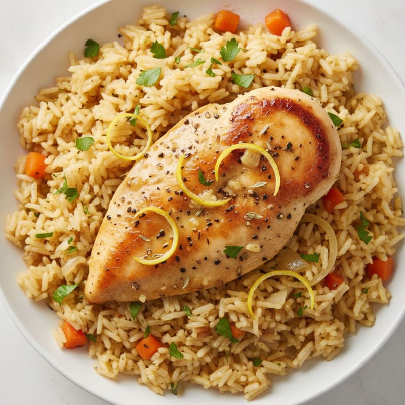 Lemon Herb Chicken with Rice Pilaf