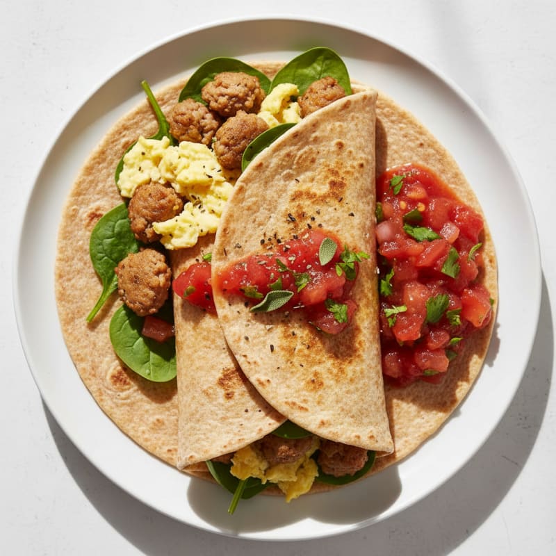 Hearty Sausage Breakfast Burrito with Salsa