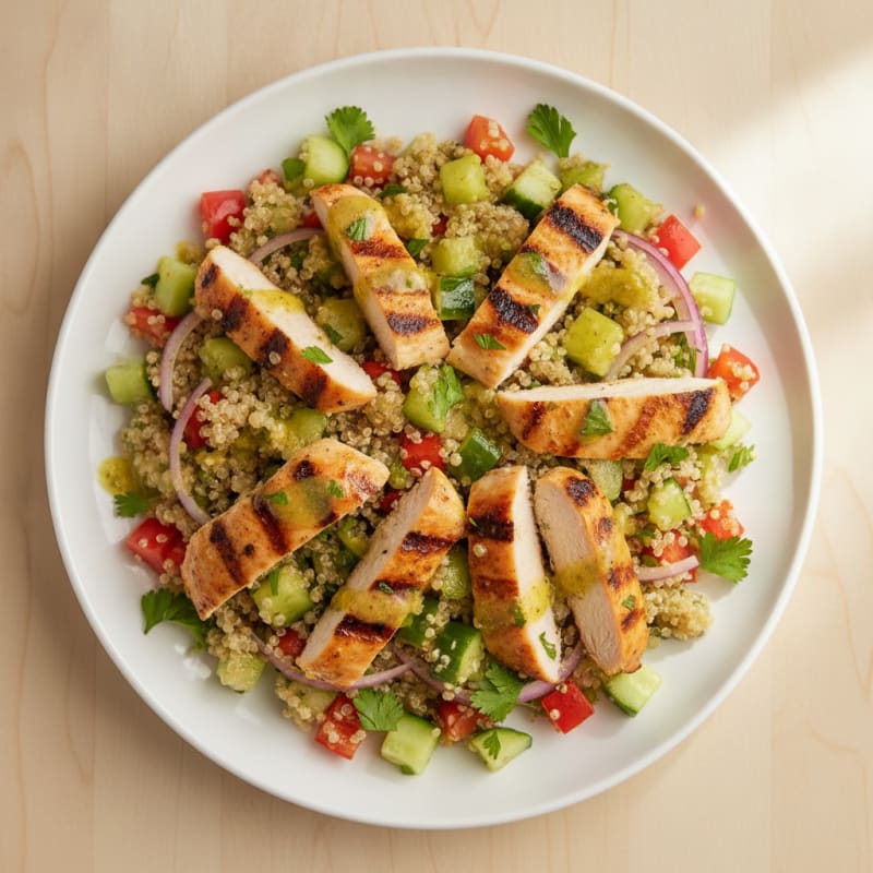 Grilled Chicken and Quinoa Salad with Crunchy Vegetables