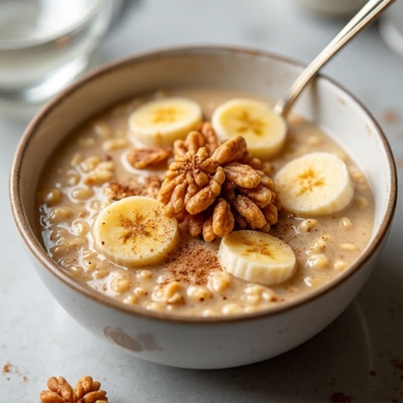 Warm Banana Bread Protein Oats with Toasted Walnuts