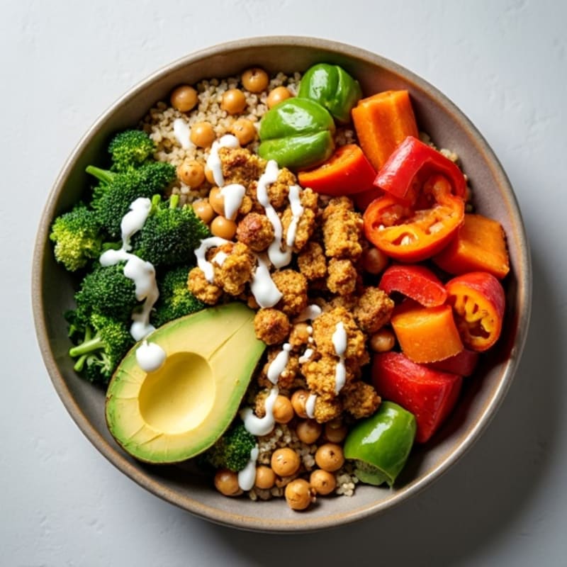 Crispy Chickpea and Roasted Vegetable Buddha Bowl