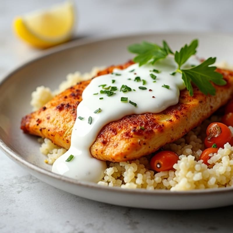 Creamy Yogurt-Spiced Chicken with Cauliflower Rice