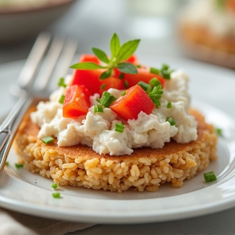 Flaked Tuna and Creamy Cottage Cheese Crispy Rice Cakes