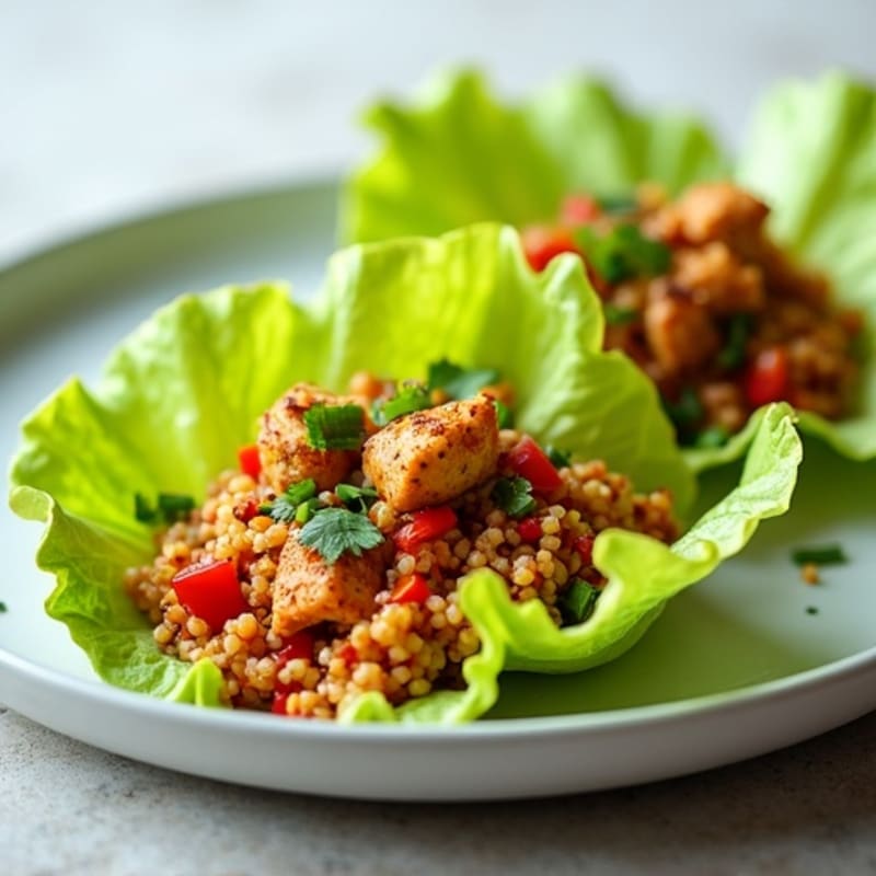 Spicy Ginger-Garlic Ground Chicken Lettuce Cups