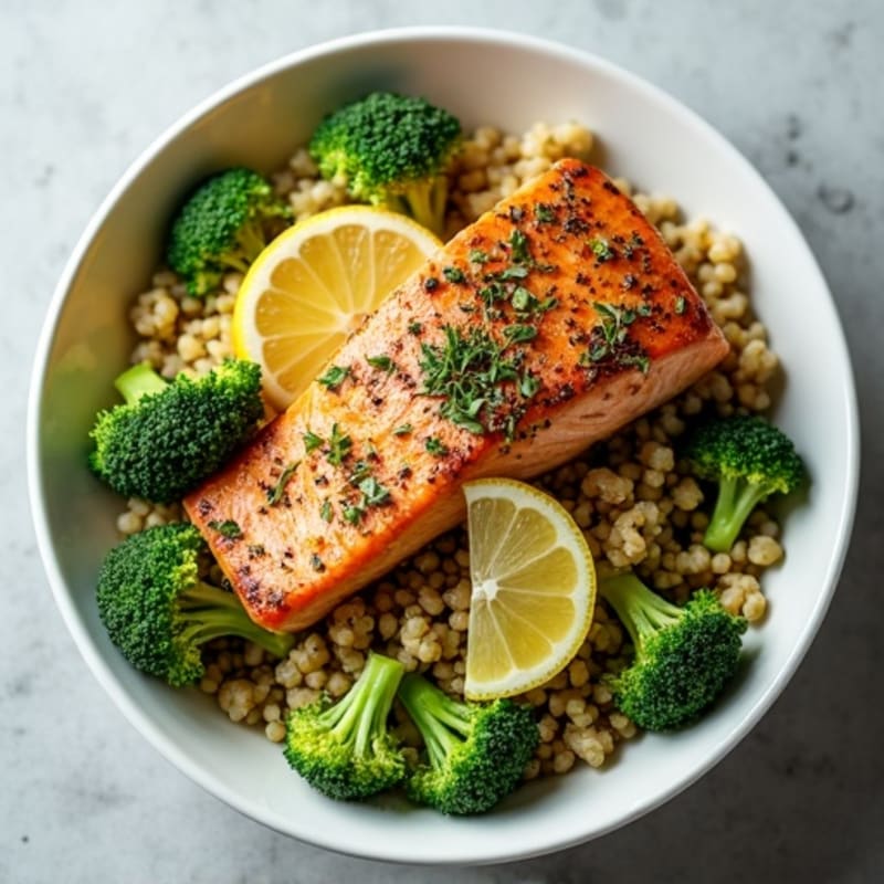 Herb-Crusted Seared Salmon with Quinoa Power Bowl