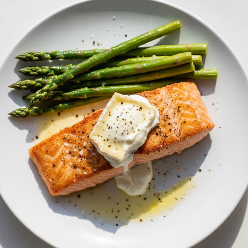 Golden Pan-Seared Salmon with Creamy Goat Cheese