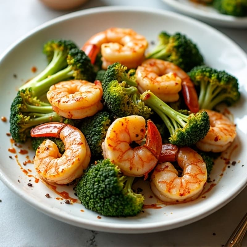 Sheet Pan Spicy Shrimp and Broccoli with Creamy Tahini Drizzle