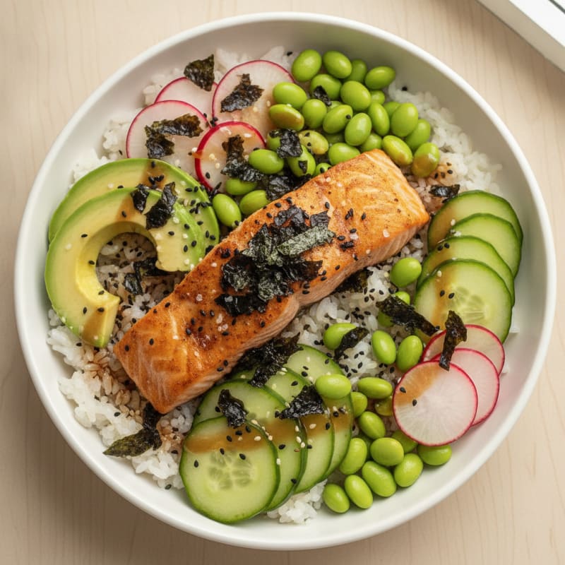 Sushi Rice Bowl with Salmon and Avocado