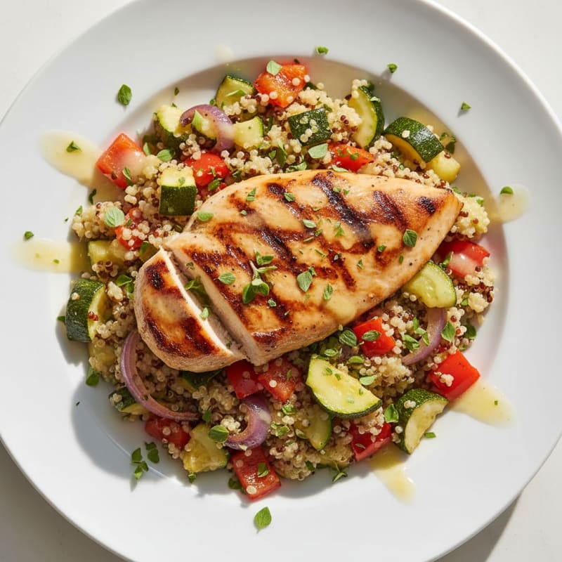 Grilled Chicken and Quinoa Salad with Roasted Vegetables