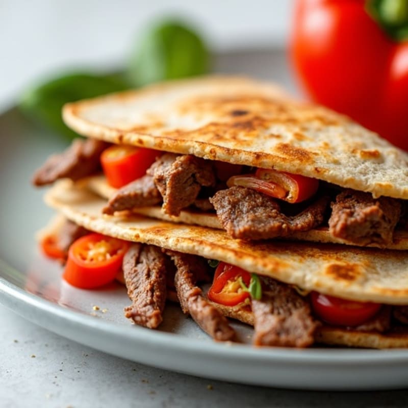 Crispy Whole Wheat Steak and Bell Pepper Quesadillas