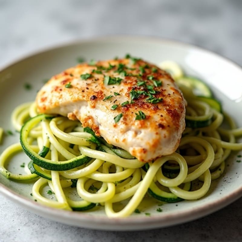 Creamy Garlic Chicken with Zucchini Noodles