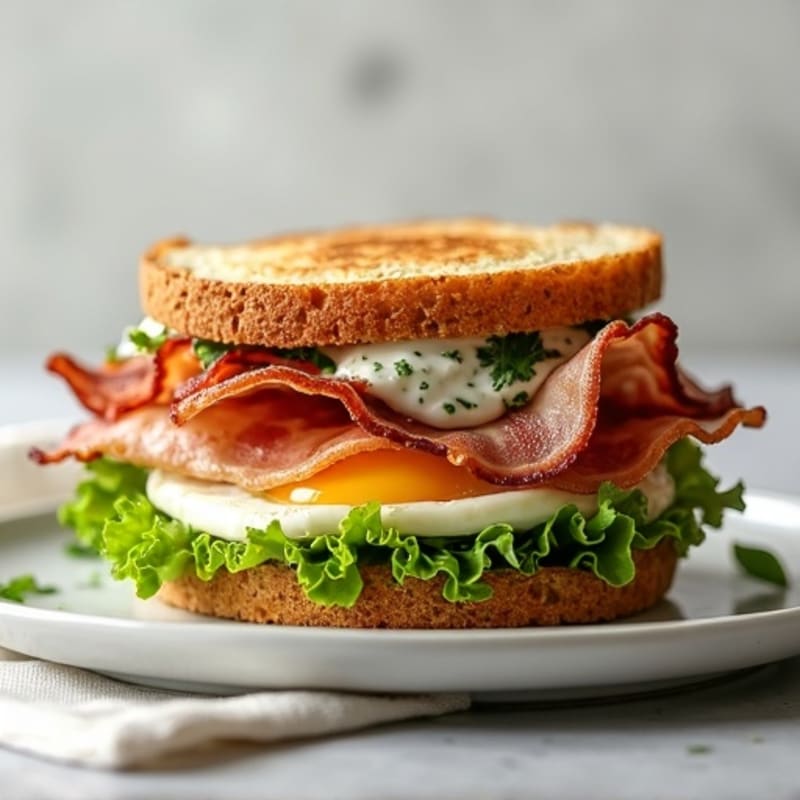 Crispy Turkey Bacon Lettuce Stack with Herb Aioli