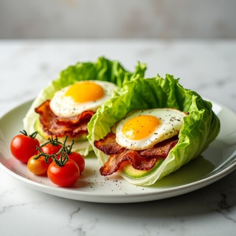 Crispy Bacon and Creamy Avocado Lettuce Wraps with Fresh Tomatoes