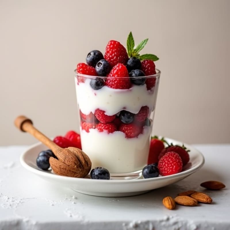 Greek Yogurt Protein Parfait with Berries and Almonds