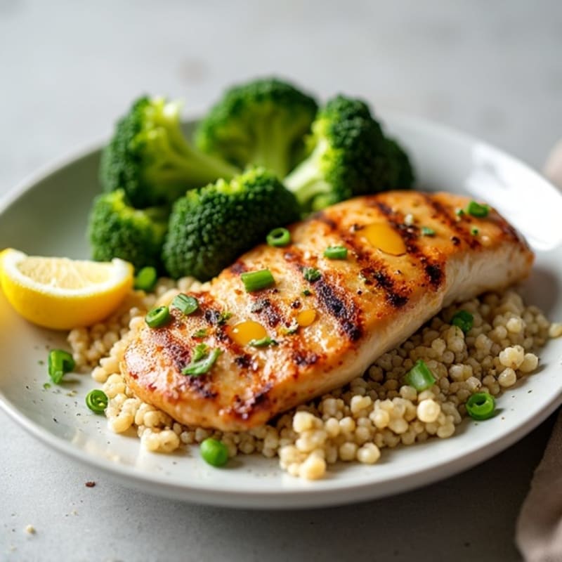 Grilled Chicken Breast with Quinoa and Steamed Broccoli