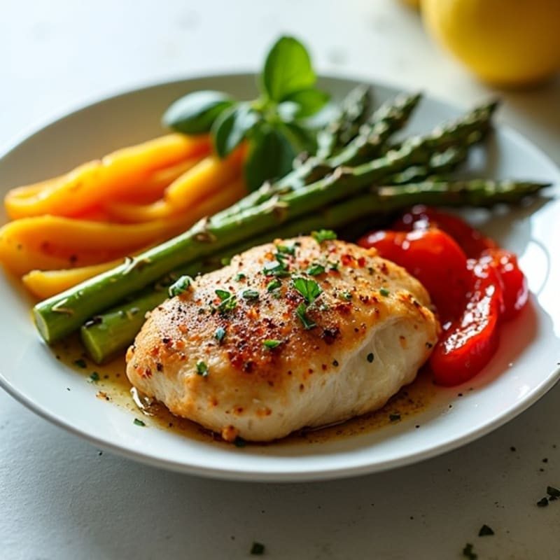 Sheet Pan Lemon Chicken with Roasted Asparagus and Bell Peppers