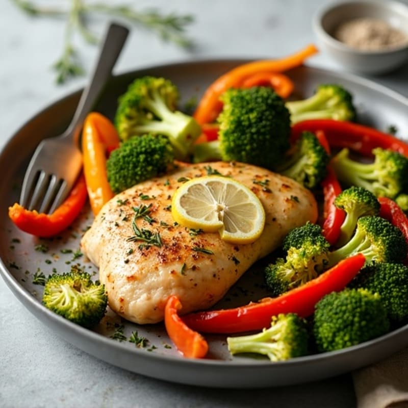 Sheet Pan Lemon Herb Chicken with Roasted Broccoli and Bell Peppers