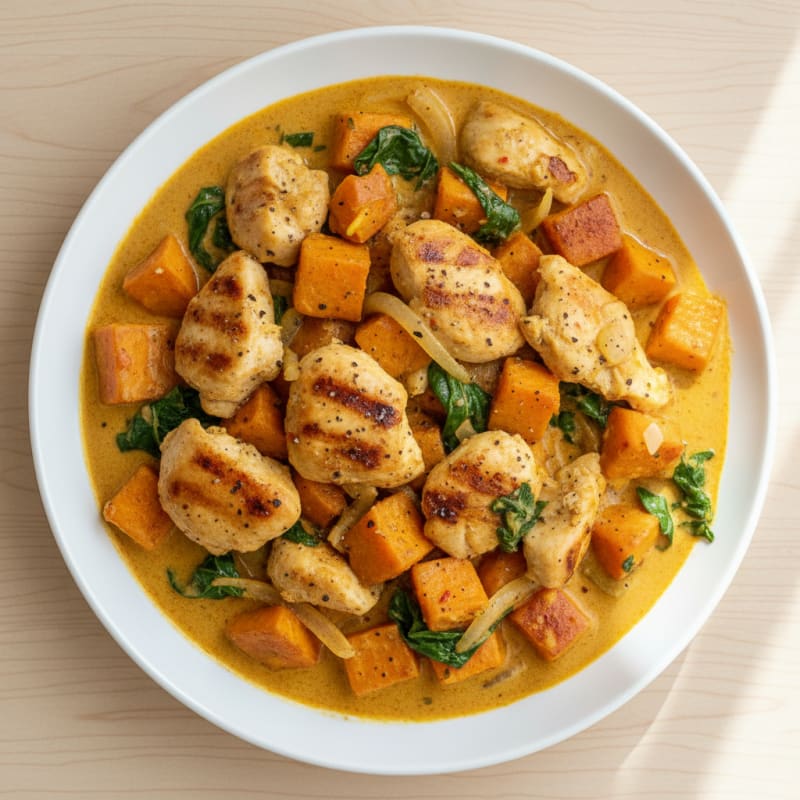 Tender Coconut Curry Chicken with Sweet Potatoes