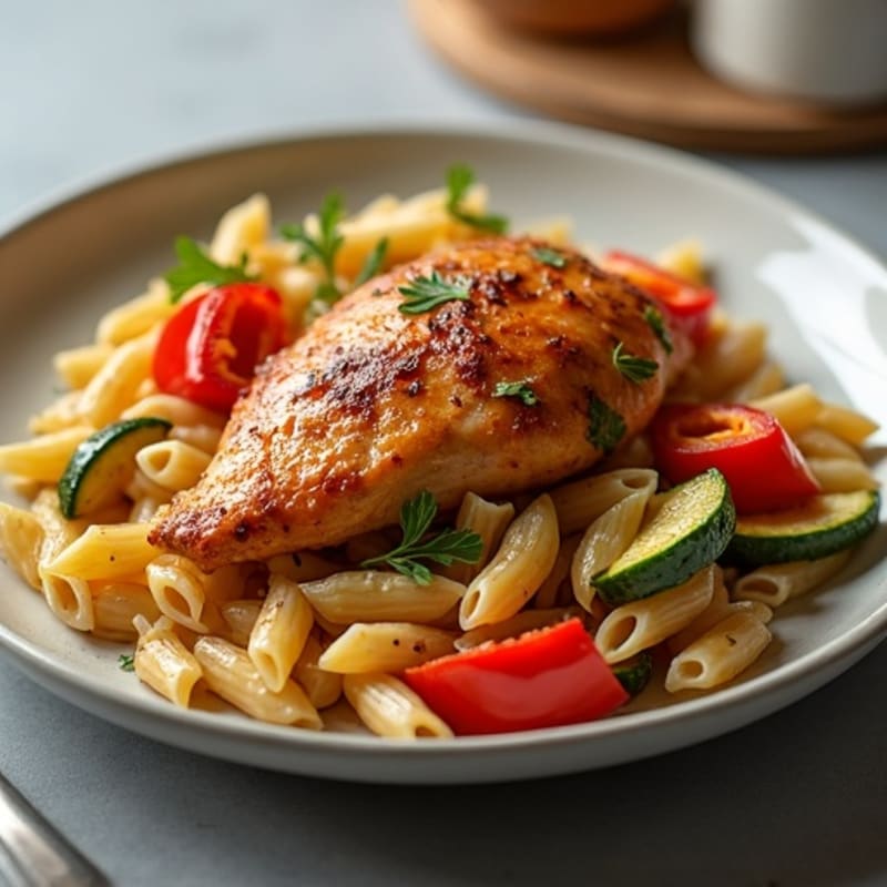 Spicy Cajun Chicken with Whole Wheat Pasta and Veggies