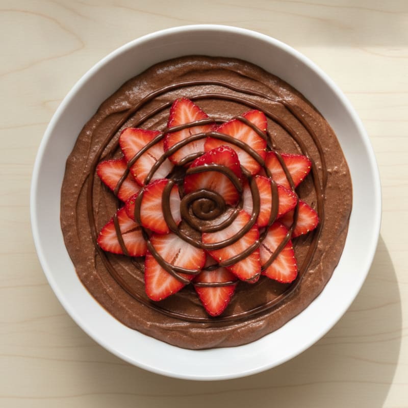 Chocolate Protein Mousse with Silken Tofu and Fresh Strawberries